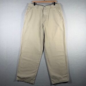 REI Co-op Mens 36x32 Organic Cotton Canvas Work Pants Khaki Tan Straight Leg